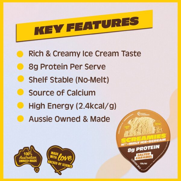 SCREAMIES 8g Protein Salted Caramel No-Melt Ice-Scream - Image 4